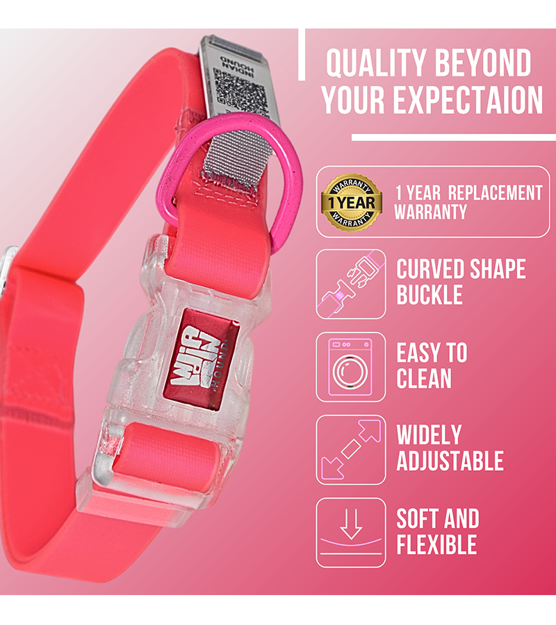 Indian Hound Premium Nylon Dog Collar with Personalized QR Tag