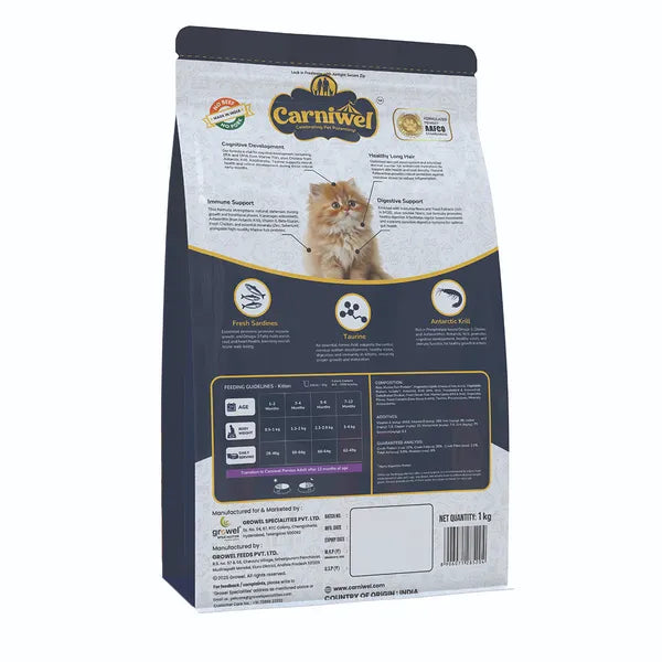 Carniwel Natural Nutrition for Skin, Digestion & Hairball Control Persian Kitten Cat Dry Food