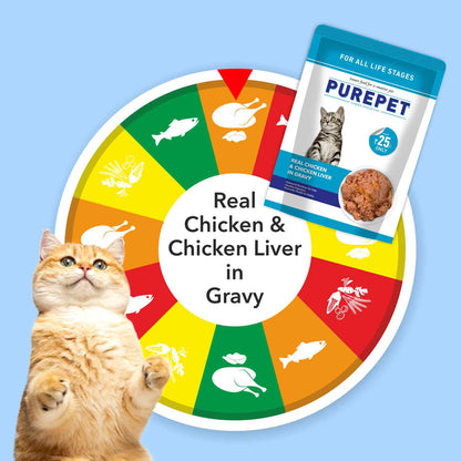 Purepet Real Chicken & Chicken Liver in Gravy Cat Wet Food