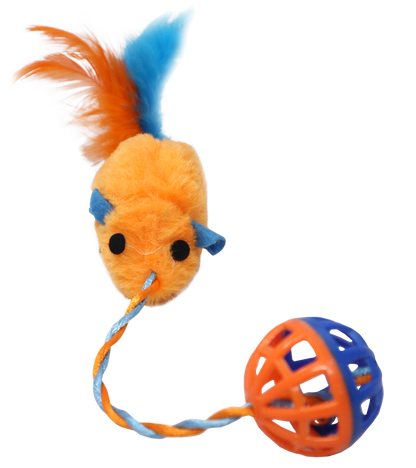 Nunbell Plastic Bell Ball Cat Toy With Plush Mouse