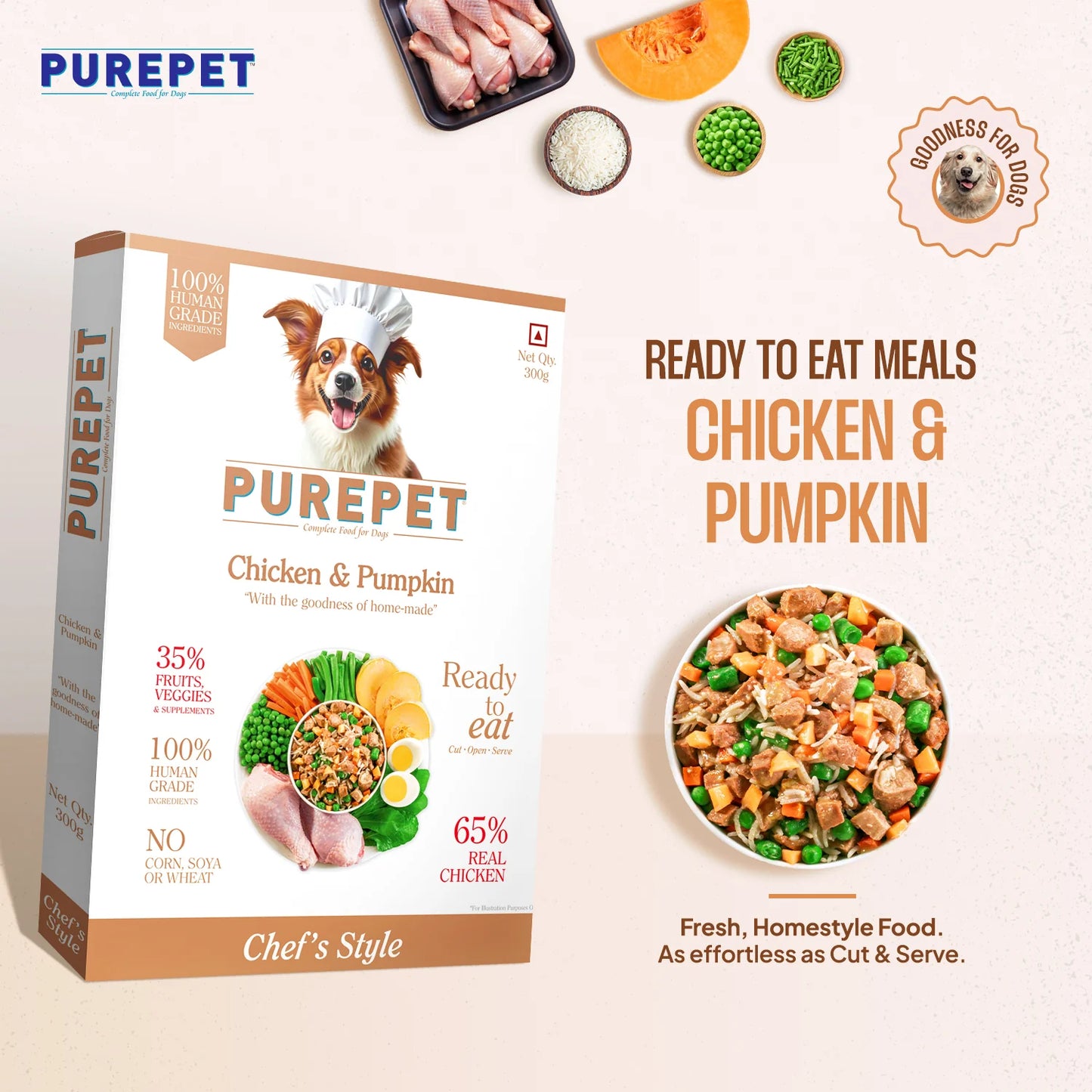 Purepet Chicken and Pumpkin Biryani Fresh Food for Dogs