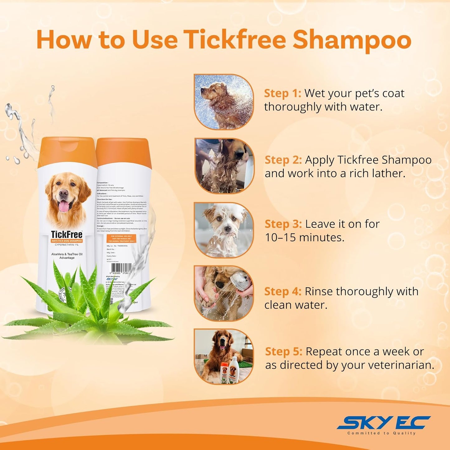 Sky Ec TickFree Anti-Tick Dog Shampoo, 200ml