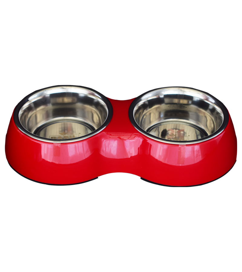 Basil Stainless Steel Double Diner Set For Dogs And Cats