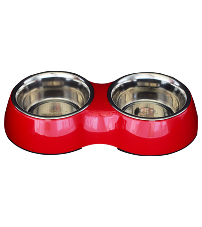 Basil Stainless Steel Double Diner Set For Dogs And Cats
