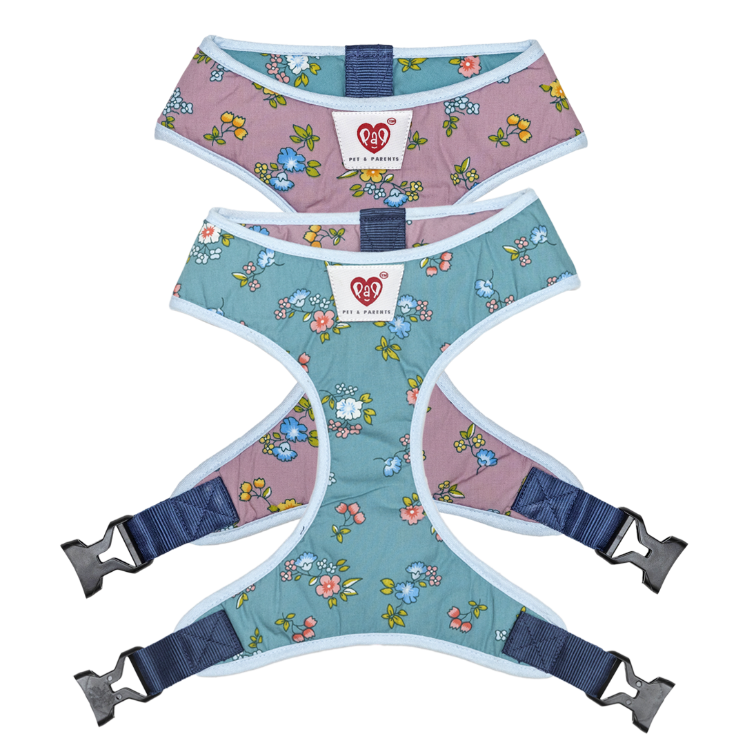 Pet And Parents Dainty Floral Reversible Harness for Dogs