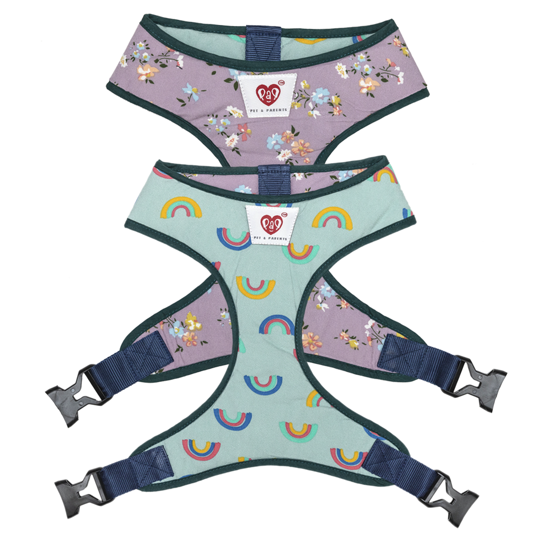 Pet And Parents Floral Rainbow Reversible Harness for Dogs