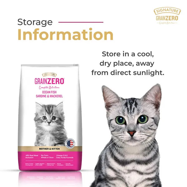 Signature Grain Zero Ocean Fish, Sardine and Mackerel Mother and Kitten Cat Dry Food