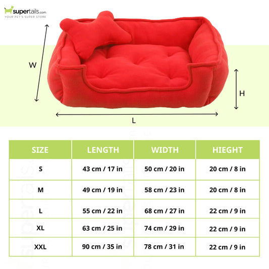 Fluffy's Luxurious Reversible Polyster Filled Bed for Dogs and Cats (Red)