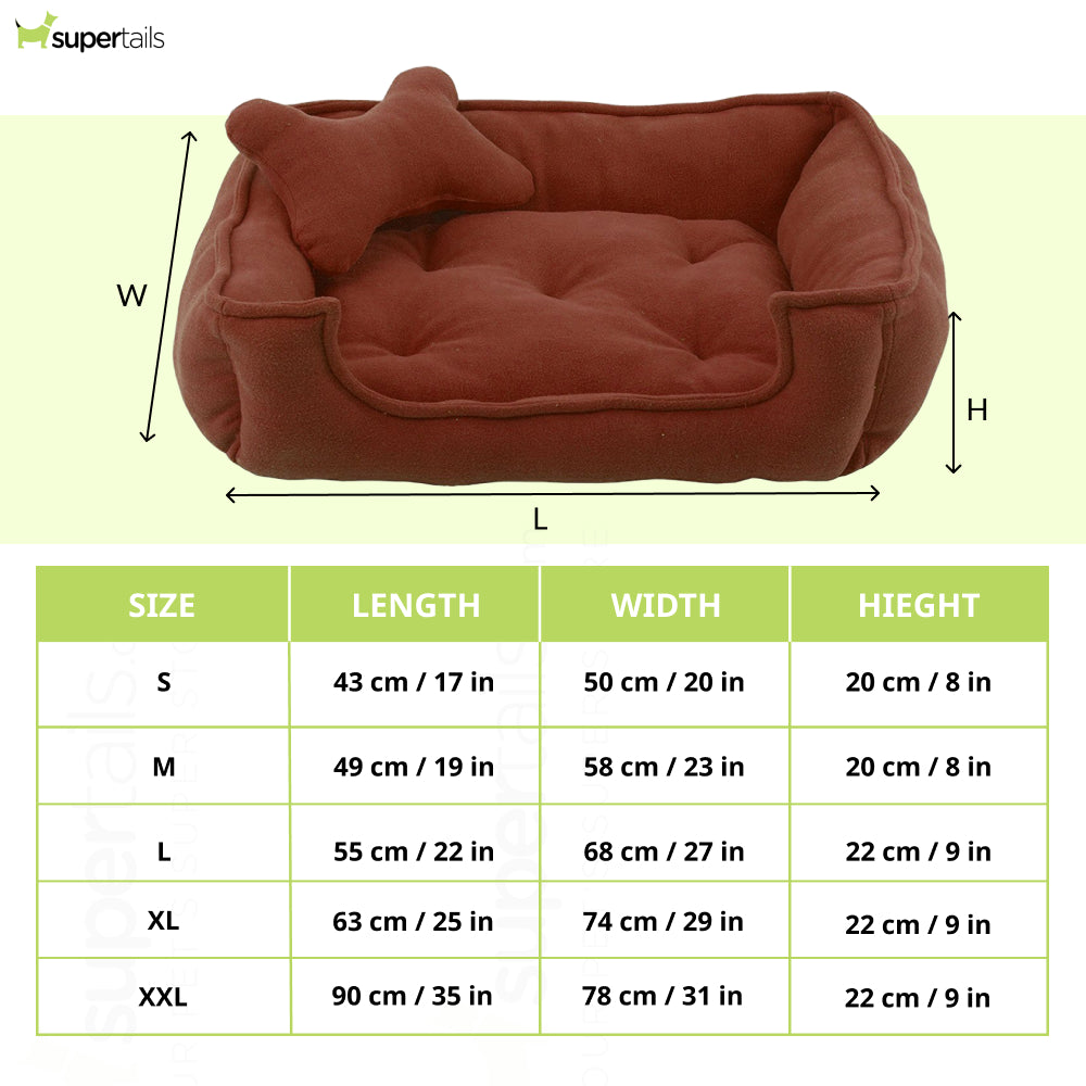 Fluffy's Luxurious Reversible Soft Polyster Filled Bed for Dogs and Cats (Brown)