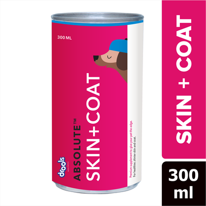 Drools Absolute Skin & Coat Syrup Supplement for Dogs in 300 ML pack.