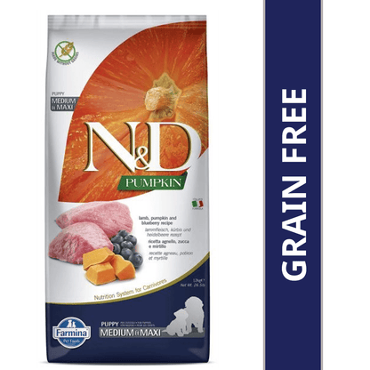 Farmina N&D Pumpkin Lamb & Blueberry Grain Free Puppy Medium Maxi Dog Dry Food