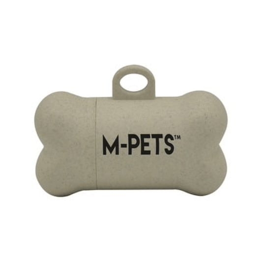 M Pets Poo Bamboo Waste Bag Dispenser with Natural Vegetable Base Waste Bags (Beige)
