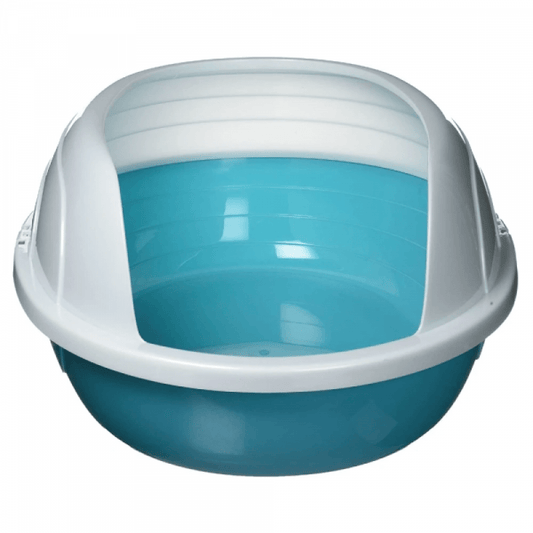 M Pets Sherbin Litter Tray with Rim for Cats (Blue/White)