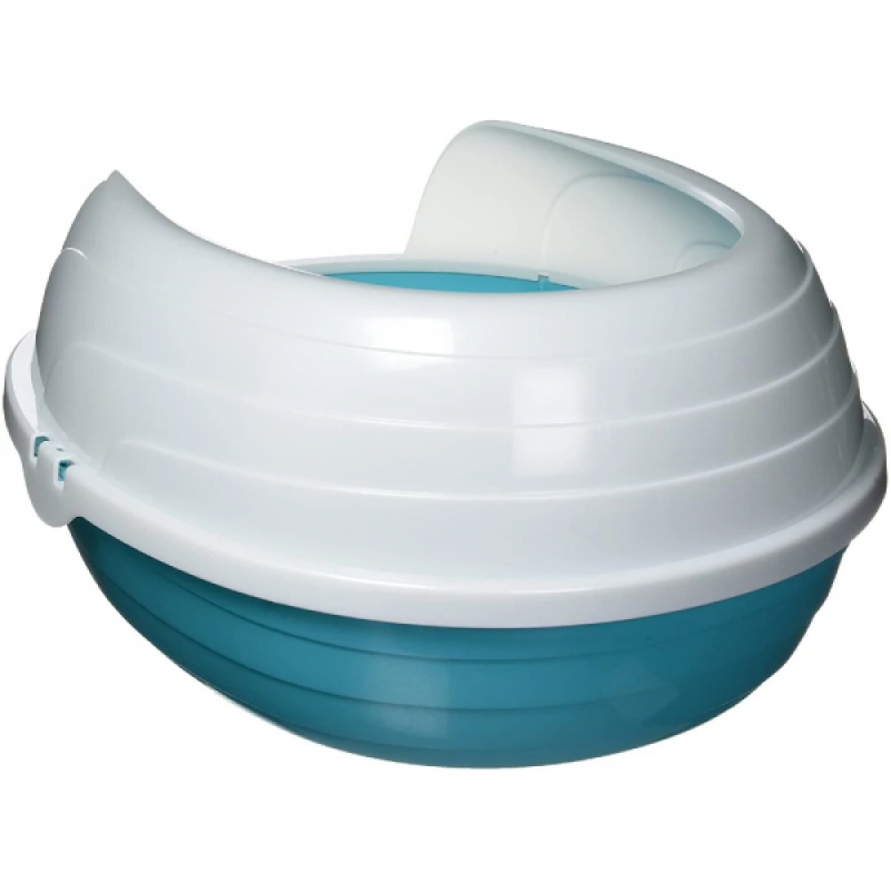 M Pets Sherbin Litter Tray with Rim for Cats (Blue/White)
