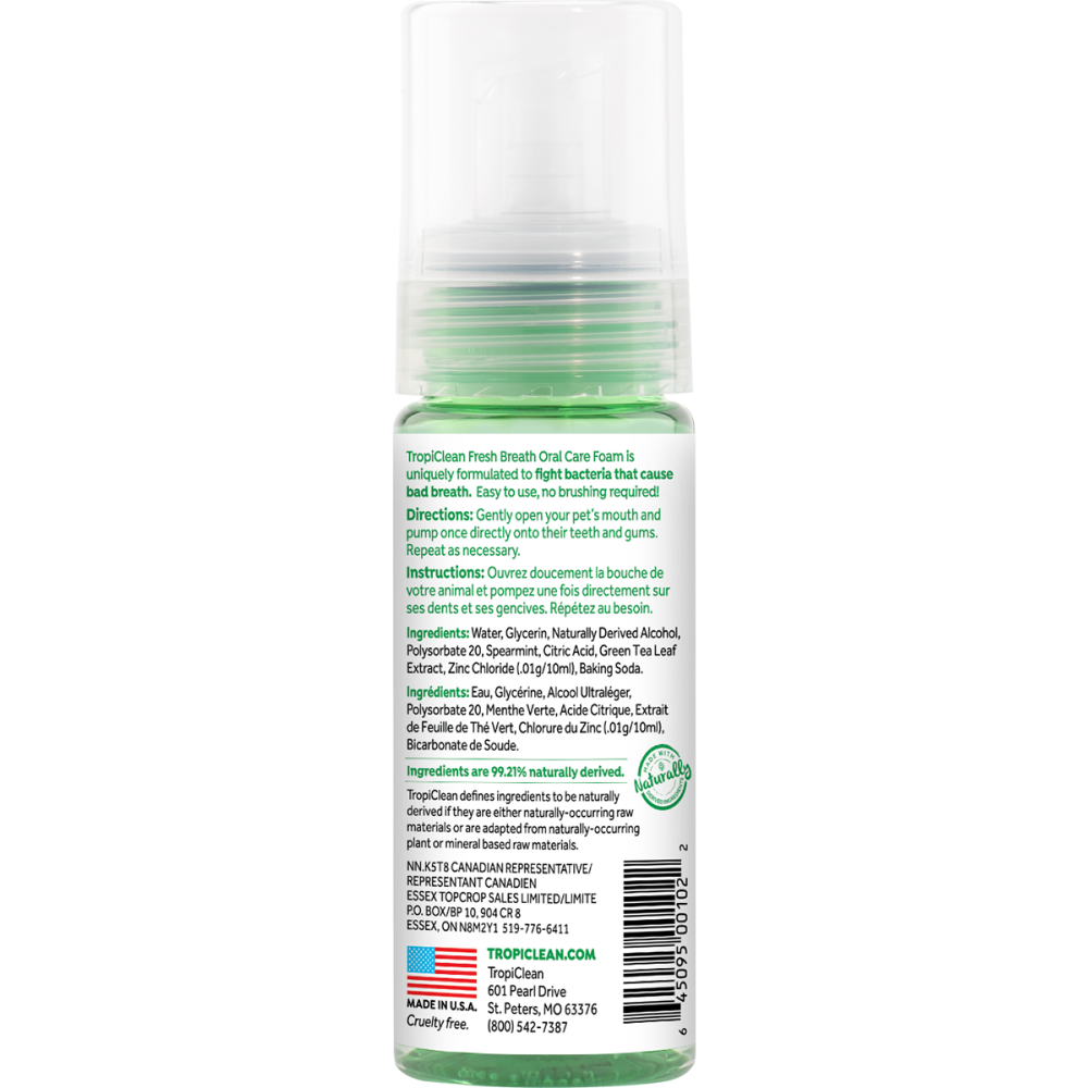 Tropiclean Fresh Breath Oral Care Foam For Dogs