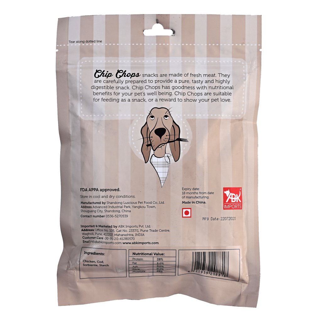 Chip Chops Chicken and Codfish Sandwich, Chicken Tenders and Chicken Chip Coins Dog Treats Combo (3 x 70g)