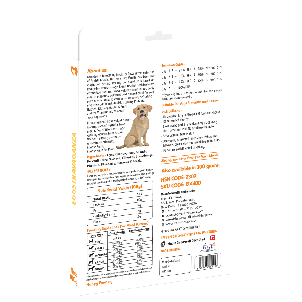 Fresh For Paws Eggstravaganza Dog Wet Food (100g)