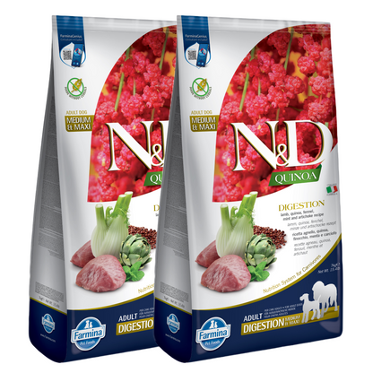 Farmina N&D Quinoa Lamb Mint & Fennel Digestion Grain Free Adult Medium Maxi Dry Dog Food