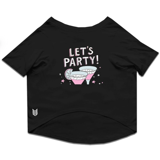 Ruse "Let's Party" Printed Half Sleeves Unisex T Shirt for Dogs and Pet Parents (Black)