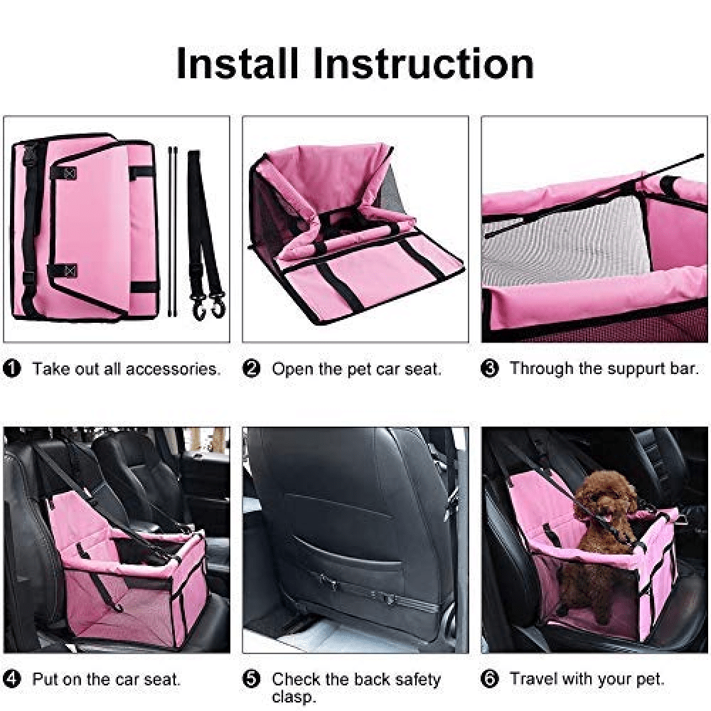 Emily Pets Car Carrier for Dogs and Cats (Pink)