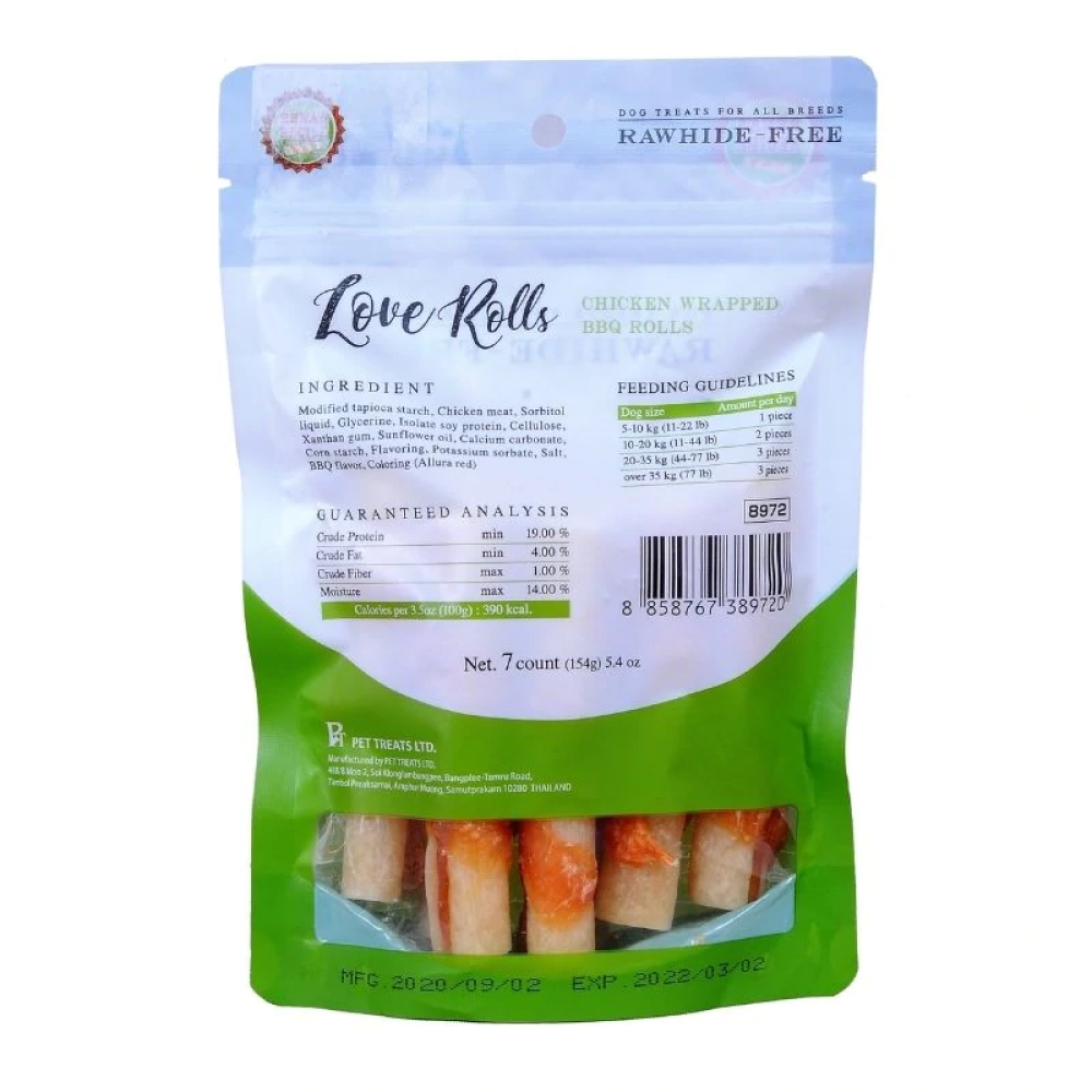 Rena Love Chicken Wrapped BBQ Rolls Dog Treats