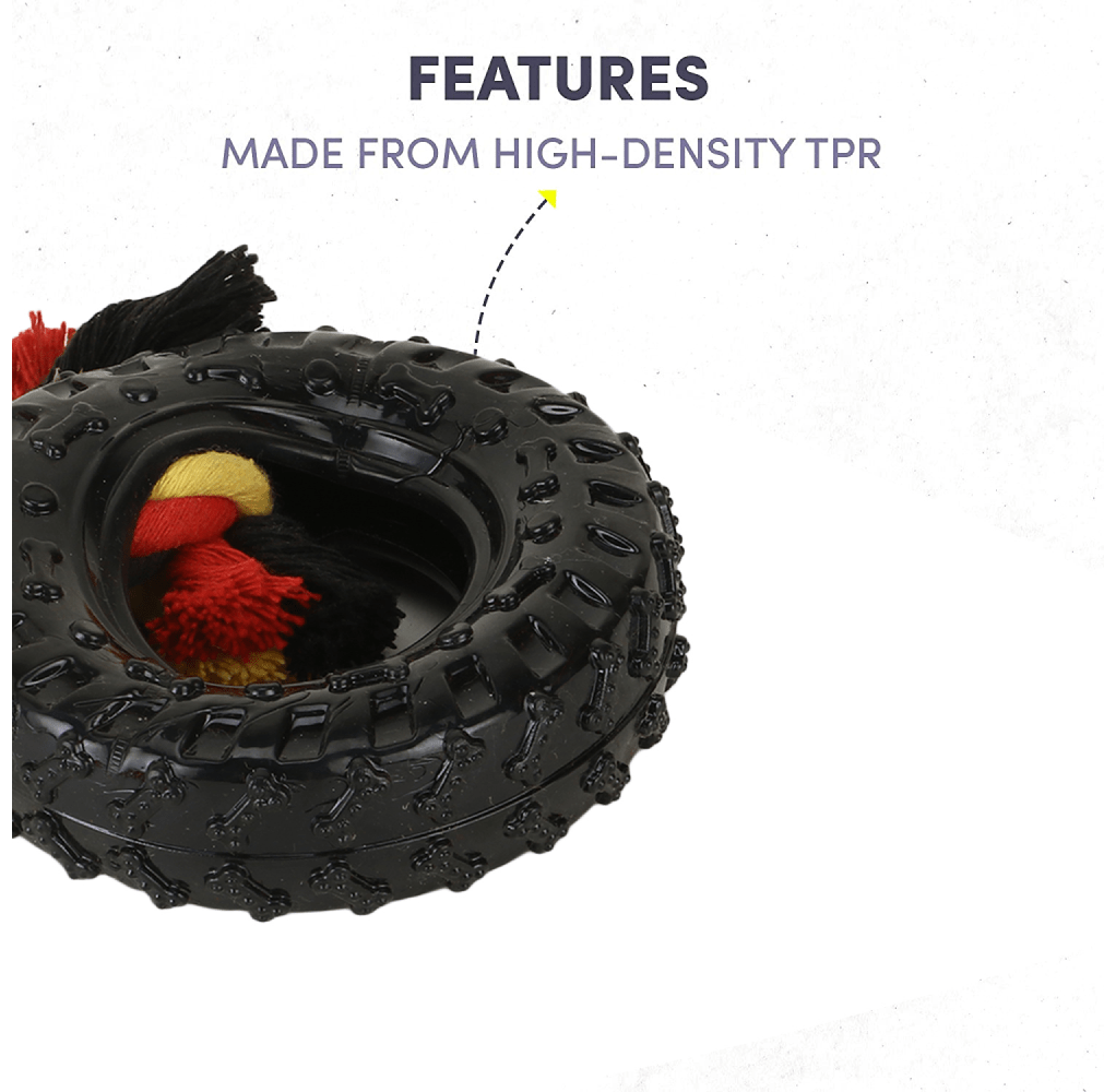 Basil Rubber Tyre with Cotton Rope for Dogs