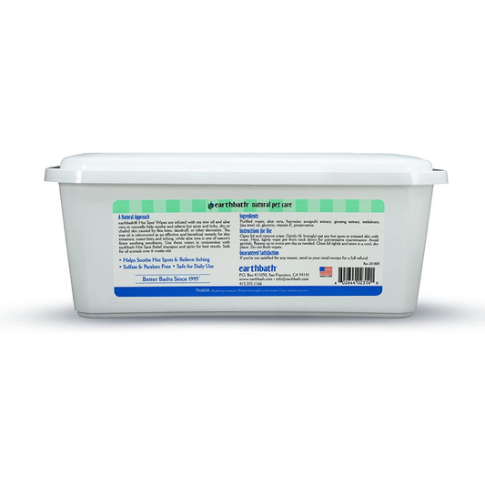 EarthBath Tea Tree & Aloe Vera Hot Spot Wipes for Dogs and Cats