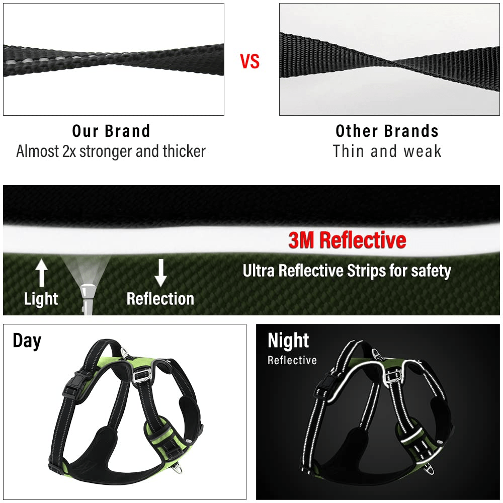 Hank 3M Reflective Harness for Puller Dogs (Neon Green)