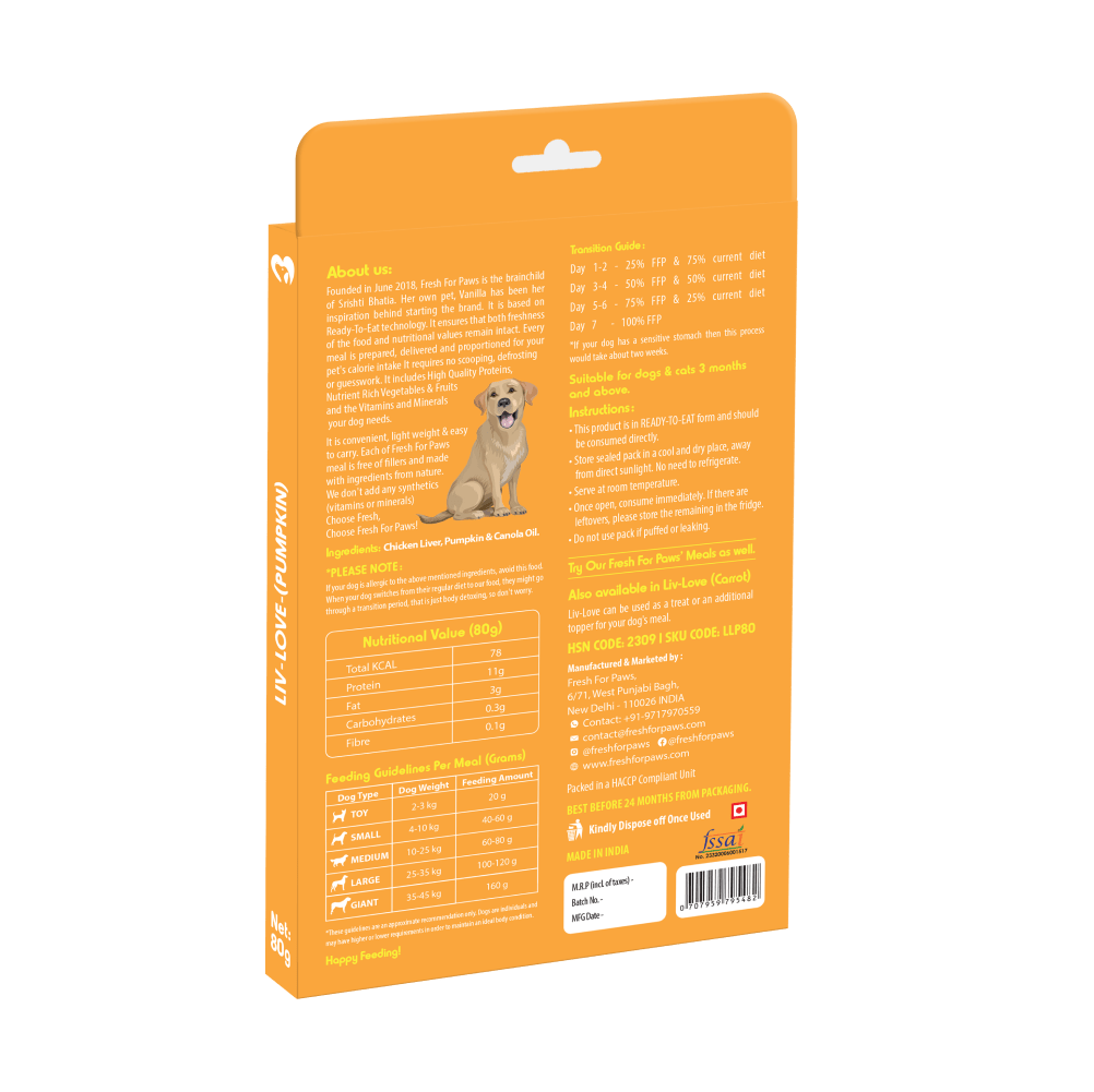 Fresh For Paws Chicken Liver Pumpkin Liv Love & Chicken Liver Carrot Liv Love Supplement for Dogs