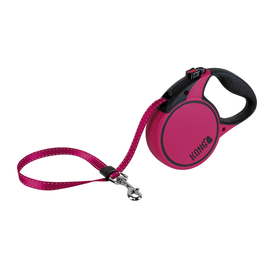 Kong Terrain Retractable Leash for Dogs and Cats (Fuchsia)