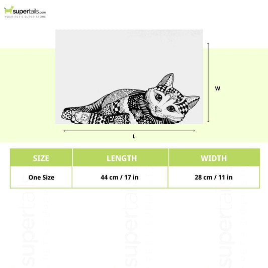 Trixie Zentangle Cat Place Mat for Dogs and Cats (Black & White)