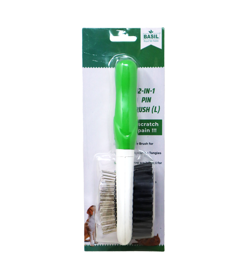 Basil Pin Comb 2 in 1 Pin Brush for Dogs and Cats (Large)