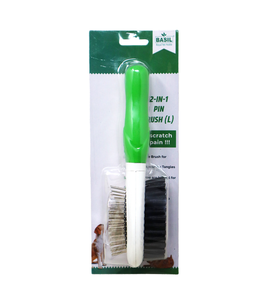 Basil Pin Comb 2 in 1 Pin Brush for Dogs and Cats (Large)