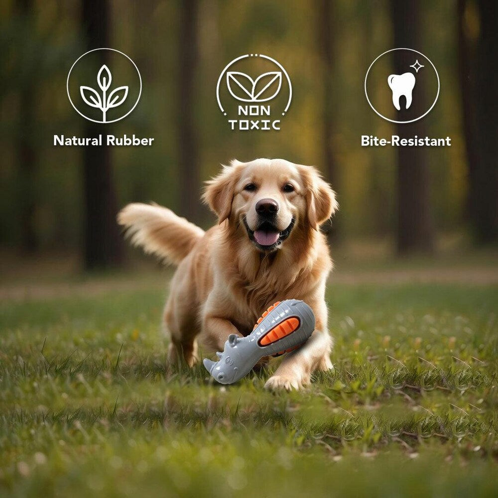 Plushmate TPR Squeaky Rhino Dog Toy Sounding Bite-Resistant TPR Teeth Training Cleaning