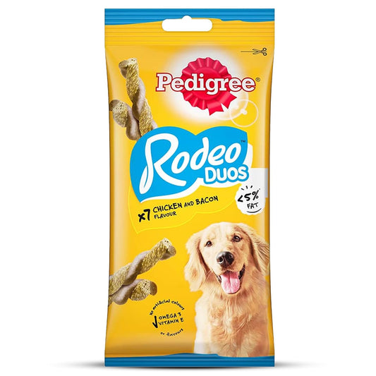 Pedigree Rodeo Duos (4+ Months) Dog Treats, Chicken & Bacon Flavour,7 piece pack
