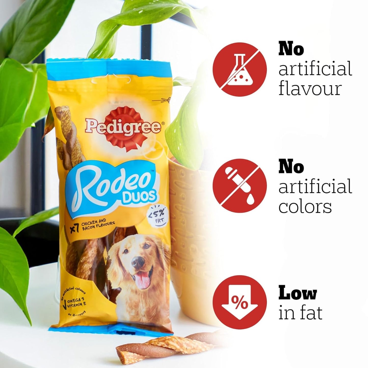 Pedigree Rodeo Duos (4+ Months) Dog Treats, Chicken & Bacon Flavour,7 piece pack