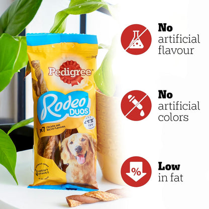 Pedigree Rodeo Duos (4+ Months) Dog Treats, Chicken & Bacon Flavour,7 piece pack