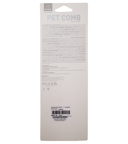 Nunbell Flat Comb - 7" Long Pin for Dogs and Cats