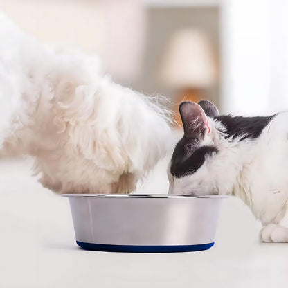 Rubber Base Stainless Steel Feeding Bowls for Dogs and Cats
