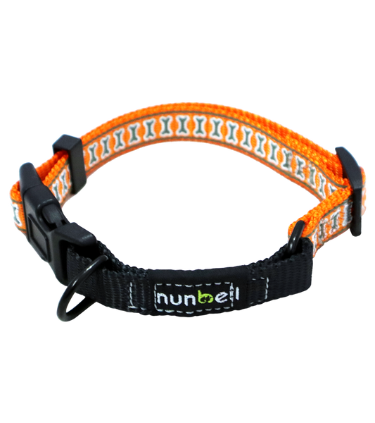 Nunbell Reflective Collar For Dogs And Cats Bone Print Design