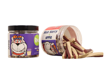 Ranch Nutri Twist Dog Treats Blueberry + Apple Flavour Jar (220 gm)