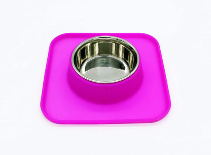 Silicone Single Diner Bowl with Stainless Steel Insert For Dogs And Cats(Small)
