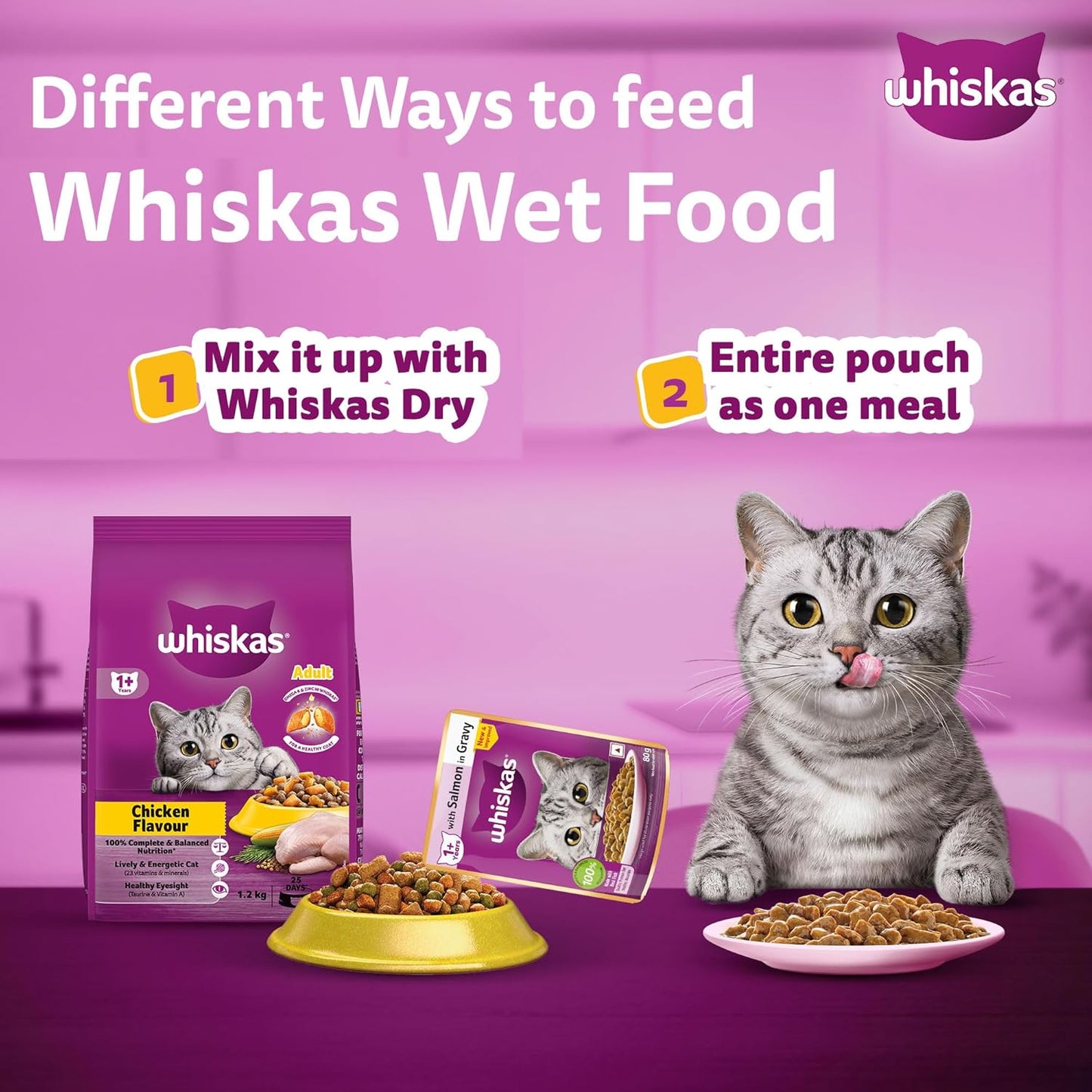 Whiskas Salmon in Gravy Meal Adult Cat Wet Food