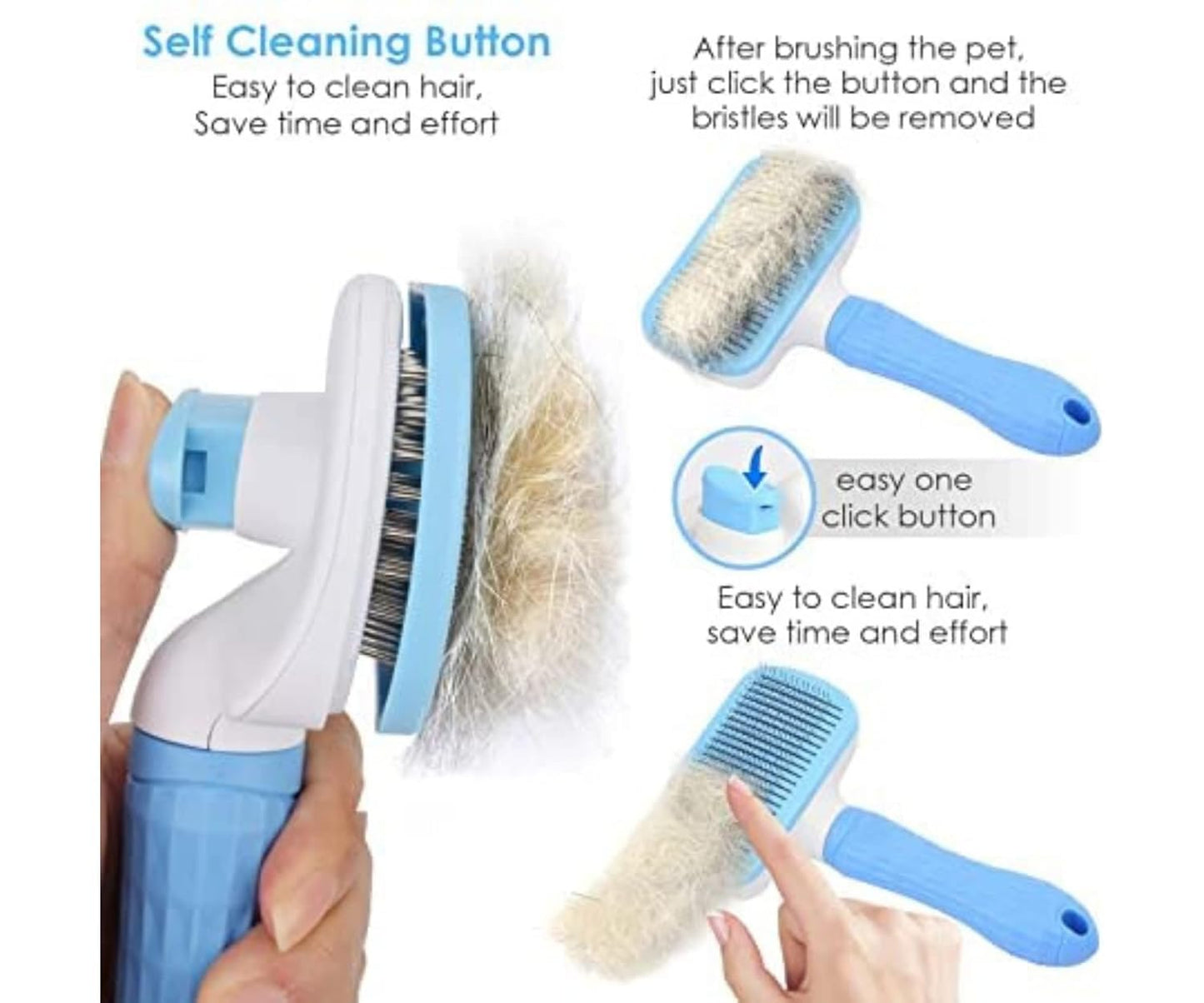 Self Clean Slicker Brush Rectangle Thin Pin for Dogs and Cats