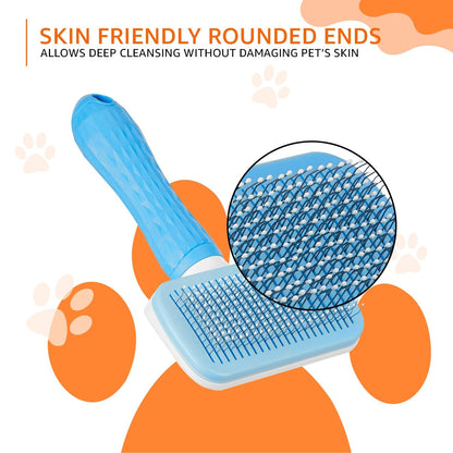 Self Clean Slicker Brush Rectangle Thin Pin for Dogs and Cats
