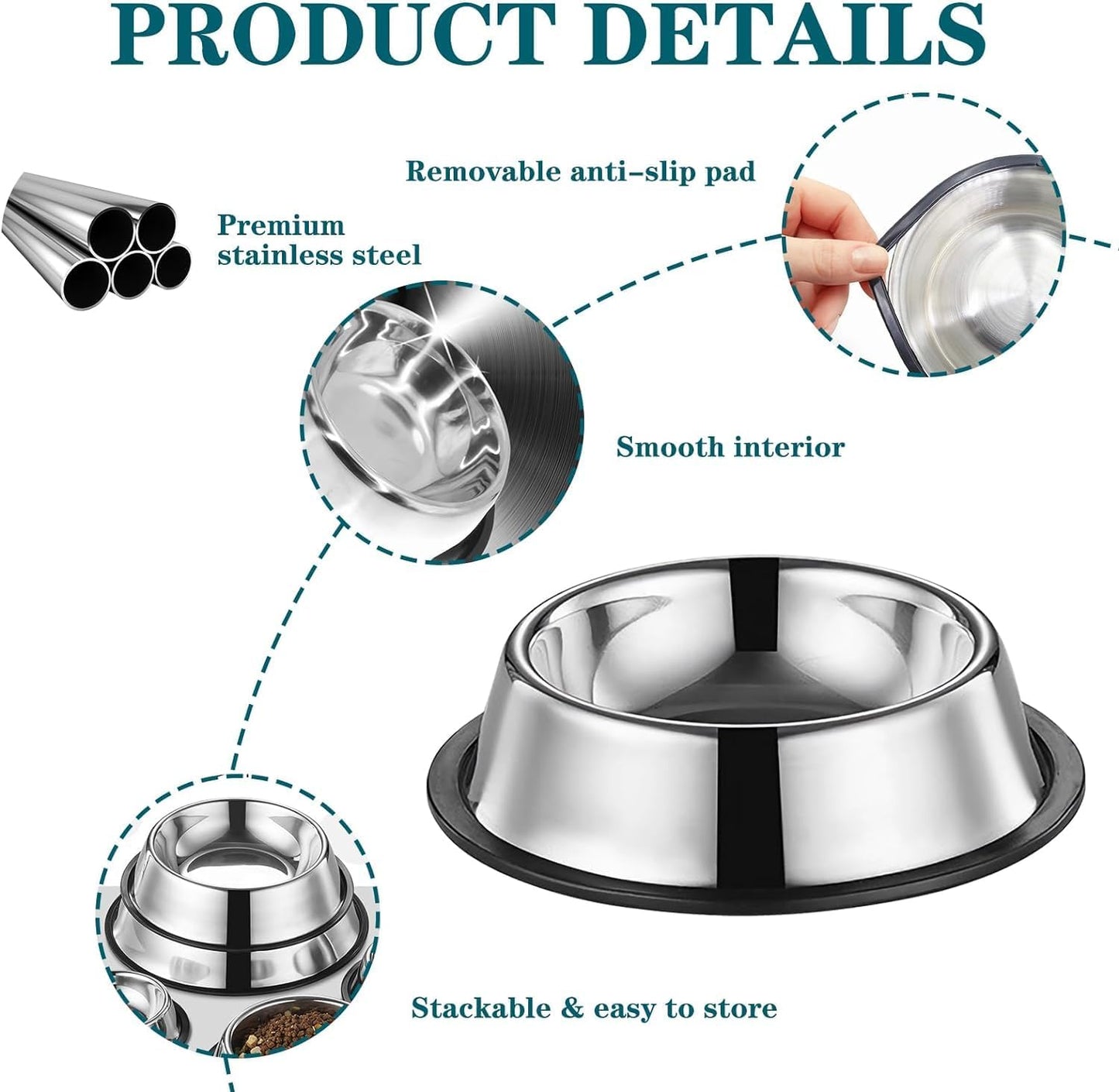 NI -Stainless Steel Bowl for Dogs for Dogs And Cats