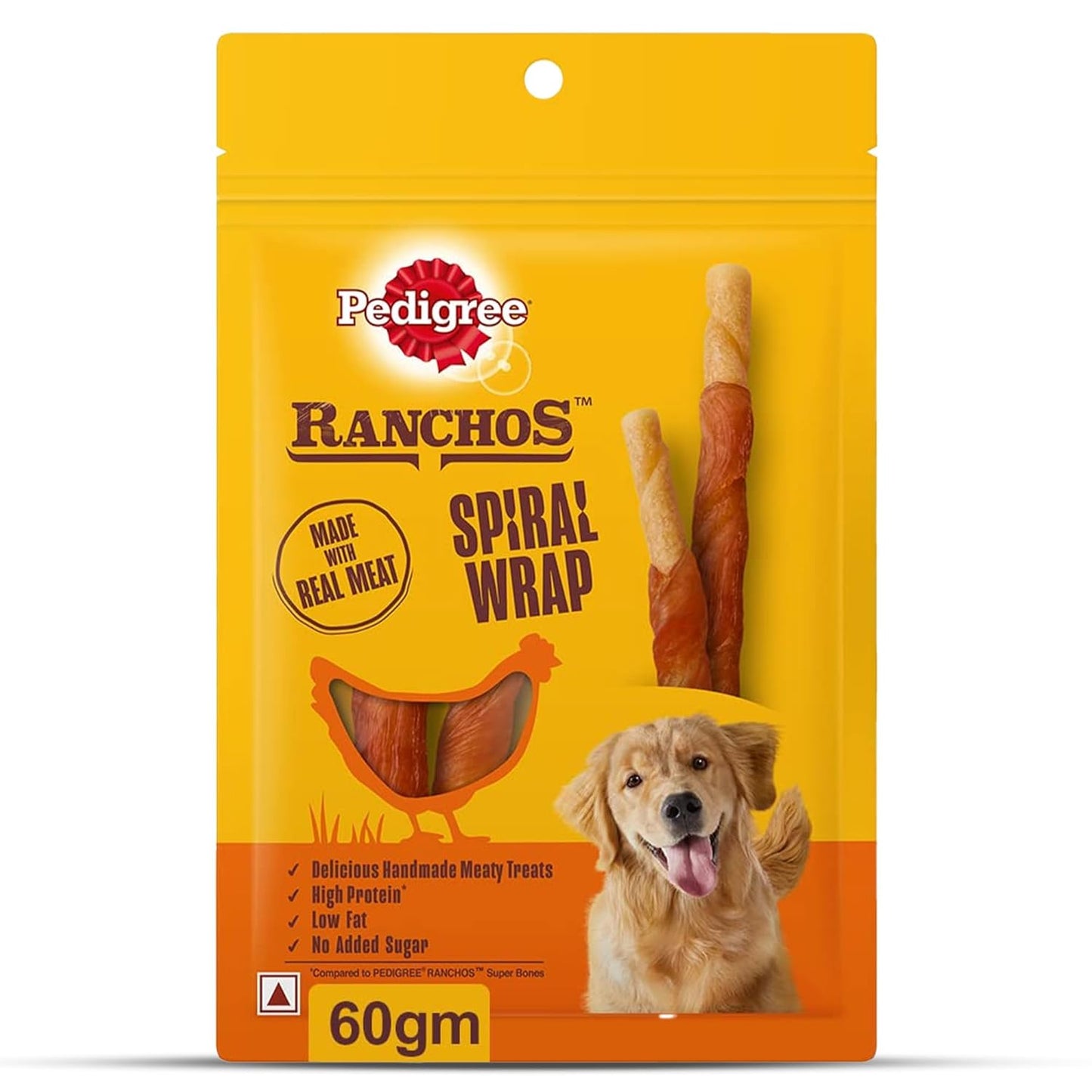 Pedigree Ranchos Spiral Wrap (1+ Years) Dog Treats, Chicken & Smokey Lamb Flavour, 60 g